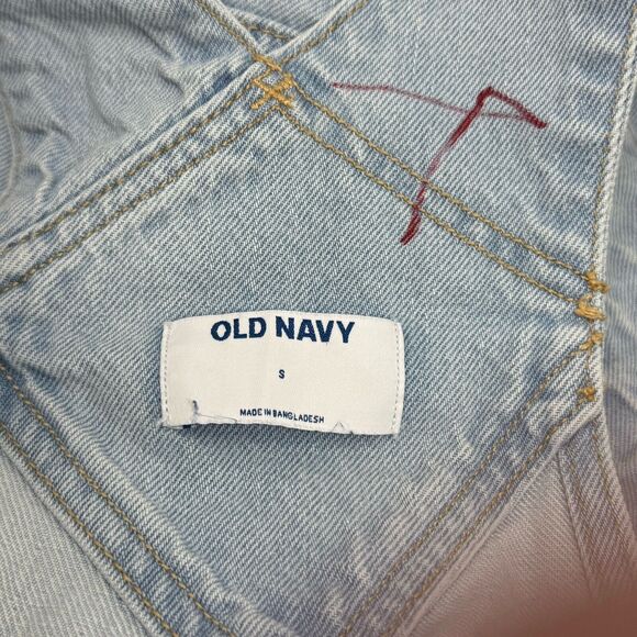 Old Navy Blue Denim Shortalls Bib Overall Shorts Vintage - Picture 5 of 6